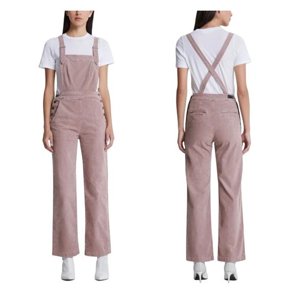 Adriano Goldschmied AG Corduroy Gwendolyn Backless Overalls Flare Small Pink - Picture 2 of 10